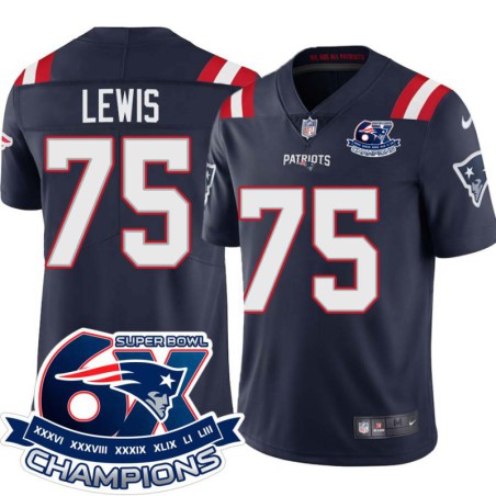 Patriots #75 Bill Lewis 6X Super Bowl Champions Jersey -Navy