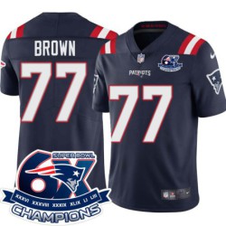 Patriots #77 Trent Brown 6X Super Bowl Champions Jersey -Navy