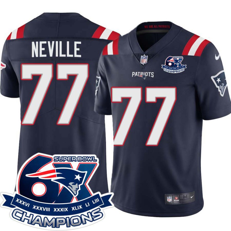 Patriots #77 Tom Neville 6X Super Bowl Champions Jersey -Navy