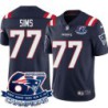 Patriots #77 Kenneth Sims 6X Super Bowl Champions Jersey -Navy