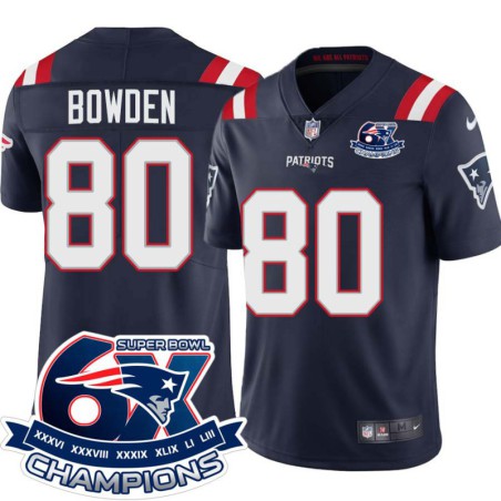 Patriots #80 Lynn Bowden Jr. 6X Super Bowl Champions Jersey -Navy