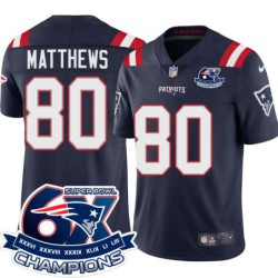 Patriots #80 Michael Matthews 6X Super Bowl Champions Jersey -Navy