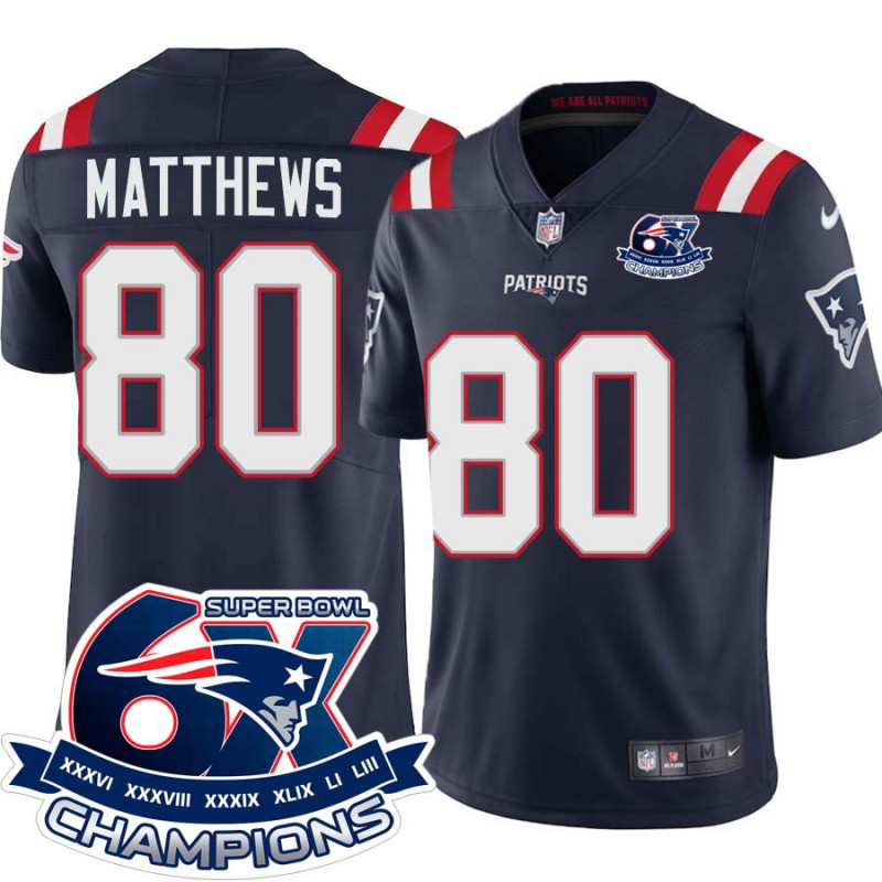 Patriots #80 Michael Matthews 6X Super Bowl Champions Jersey -Navy