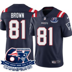 Patriots #81 Preston Brown 6X Super Bowl Champions Jersey -Navy