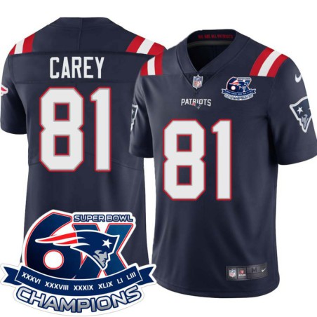 Patriots #81 Brian Carey 6X Super Bowl Champions Jersey -Navy