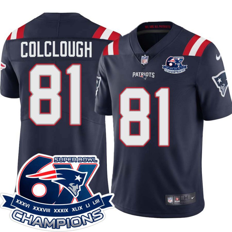 Patriots #81 Jim Colclough 6X Super Bowl Champions Jersey -Navy