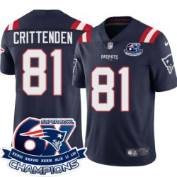 Patriots #81 Ray Crittenden 6X Super Bowl Champions Jersey -Navy