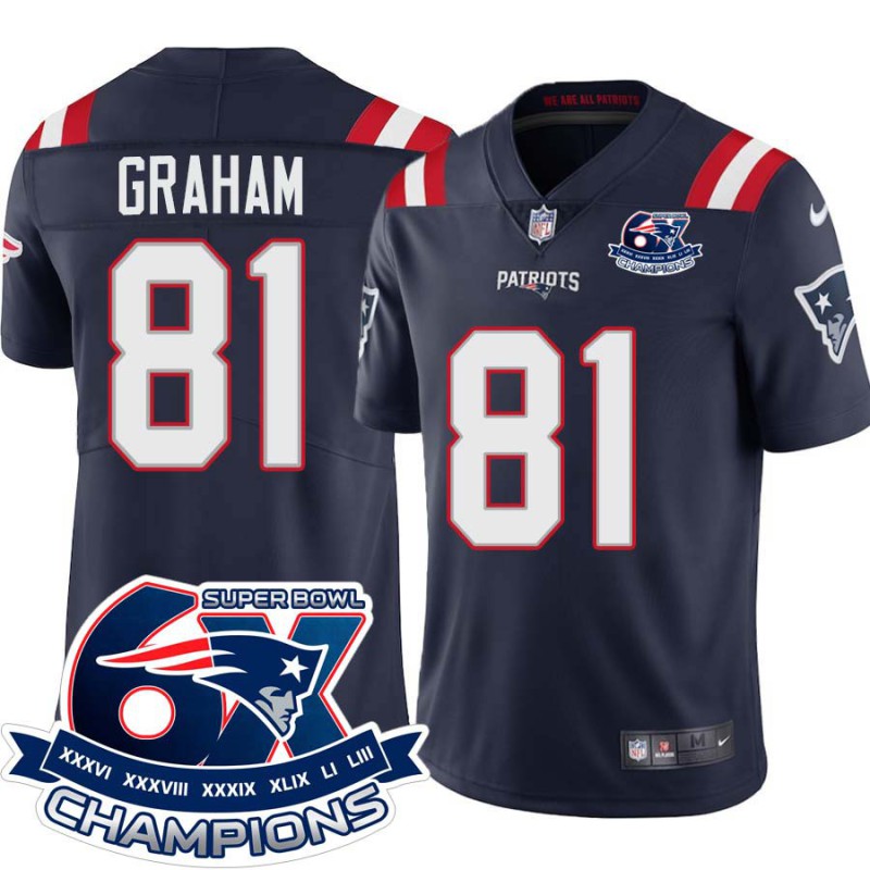 Patriots #81 Hason Graham 6X Super Bowl Champions Jersey -Navy