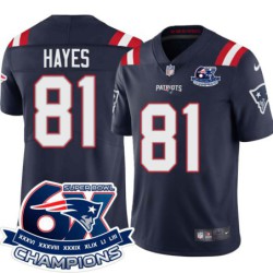 Patriots #81 Donald Hayes 6X Super Bowl Champions Jersey -Navy