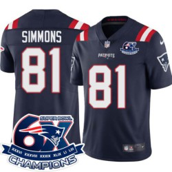 Patriots #81 Tony Simmons 6X Super Bowl Champions Jersey -Navy