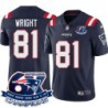 Patriots #81 Tim Wright 6X Super Bowl Champions Jersey -Navy