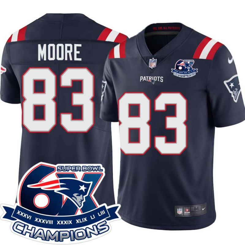 Patriots #83 Will Moore 6X Super Bowl Champions Jersey -Navy