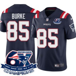 Patriots #85 John Burke 6X Super Bowl Champions Jersey -Navy