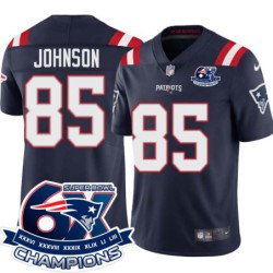 Patriots #85 Steve Johnson 6X Super Bowl Champions Jersey -Navy