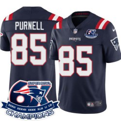 Patriots #85 Lovett Purnell 6X Super Bowl Champions Jersey -Navy