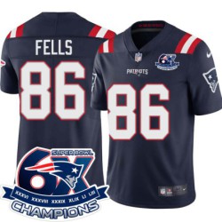 Patriots #86 Daniel Fells 6X Super Bowl Champions Jersey -Navy