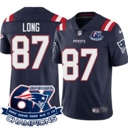 Patriots #87 Mike Long 6X Super Bowl Champions Jersey -Navy