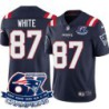 Patriots #87 Jim White 6X Super Bowl Champions Jersey -Navy