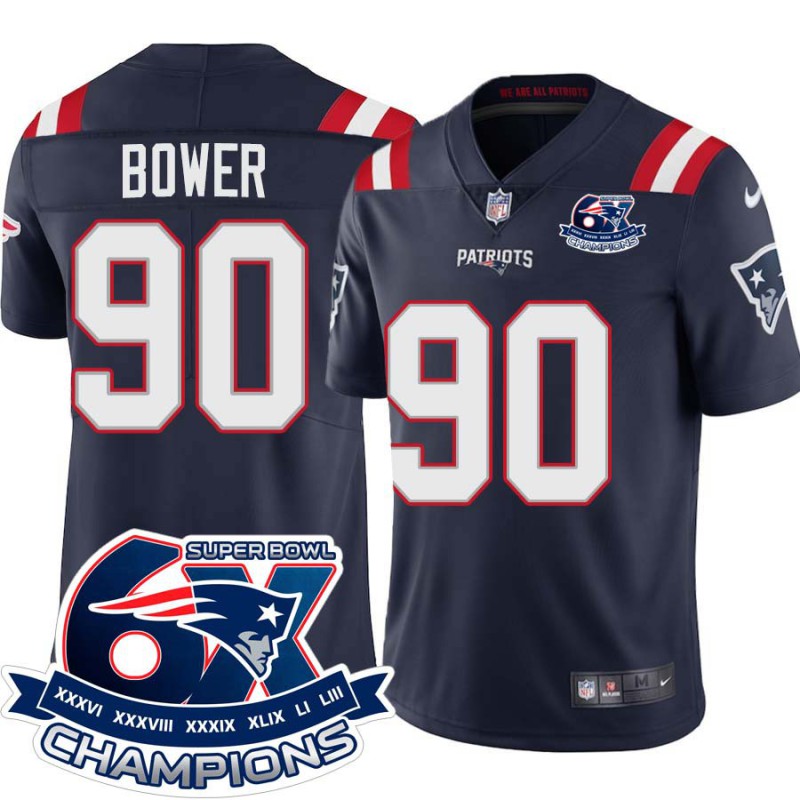 Patriots #90 Tashawn Bower 6X Super Bowl Champions Jersey -Navy