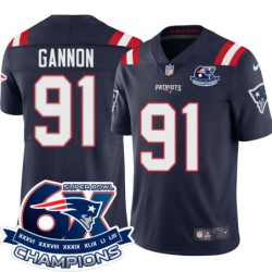 Patriots #91 Chris Gannon 6X Super Bowl Champions Jersey -Navy