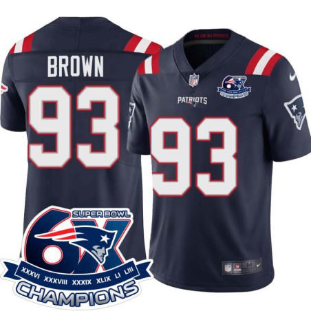 Patriots #93 Monty Brown 6X Super Bowl Champions Jersey -Navy