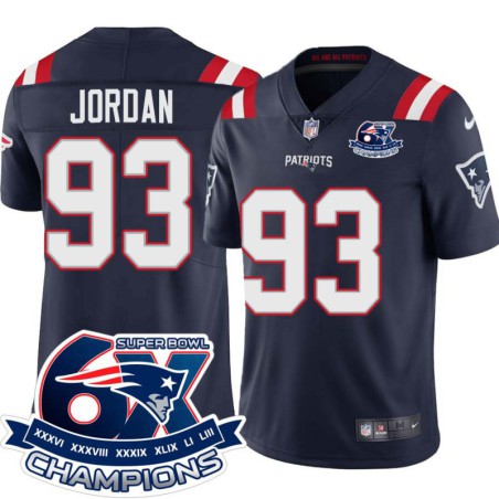 Patriots #93 Tim Jordan 6X Super Bowl Champions Jersey -Navy