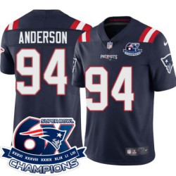 Patriots #94 Henry Anderson 6X Super Bowl Champions Jersey -Navy