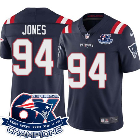 Patriots #94 Chris Jones 6X Super Bowl Champions Jersey -Navy