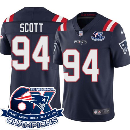 Patriots #94 Walter Scott 6X Super Bowl Champions Jersey -Navy