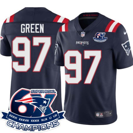 Patriots #97 Jarvis Green 6X Super Bowl Champions Jersey -Navy