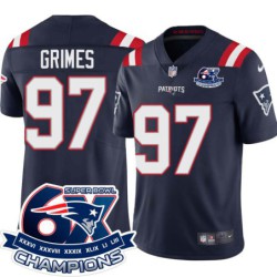 Patriots #97 Reggie Grimes 6X Super Bowl Champions Jersey -Navy