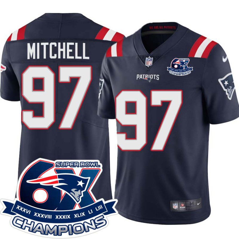 Patriots #97 DaMarcus Mitchell 6X Super Bowl Champions Jersey -Navy