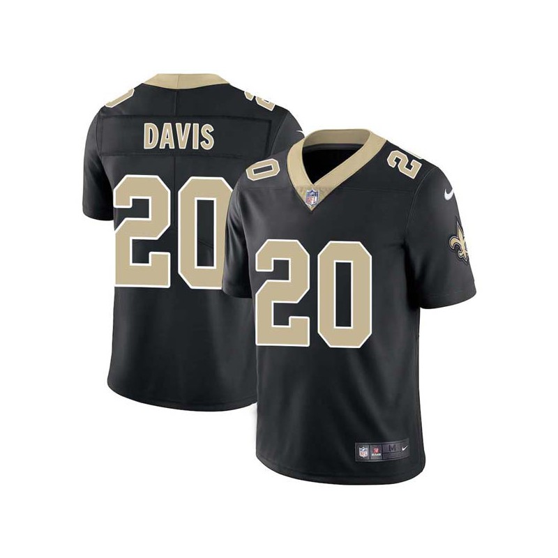 A.J. Davis #20 Saints Authentic Black Jersey