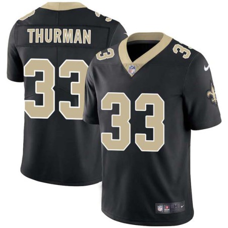 Junior Thurman #33 Saints Authentic Black Jersey