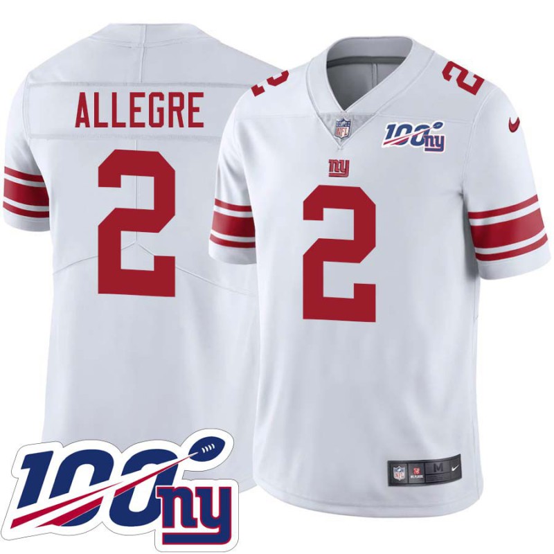 Giants #2 Raul Allegre 2024 100 Year White Jersey