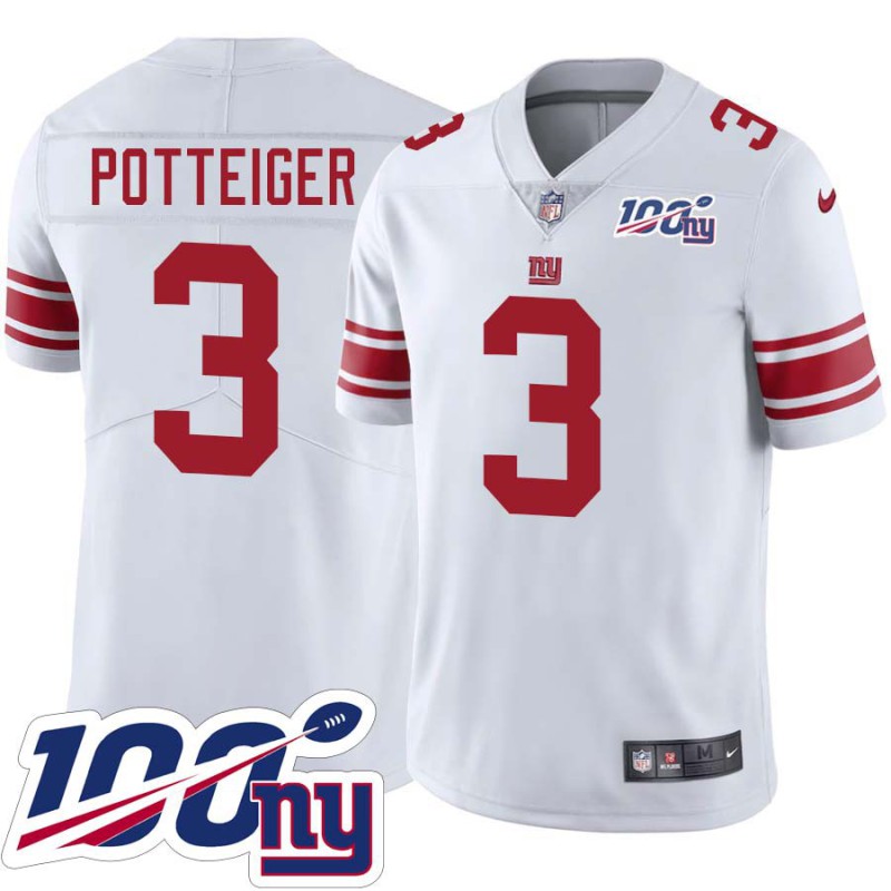 Giants #3 Earl Potteiger 2024 100 Year White Jersey