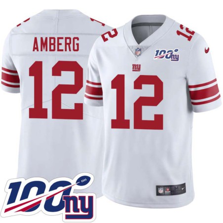 Giants #12 John Amberg 2024 100 Year White Jersey