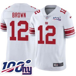 Giants #12 Dave Brown 2024 100 Year White Jersey