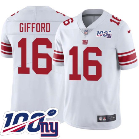 Giants #16 Frank Gifford 2024 100 Year White Jersey