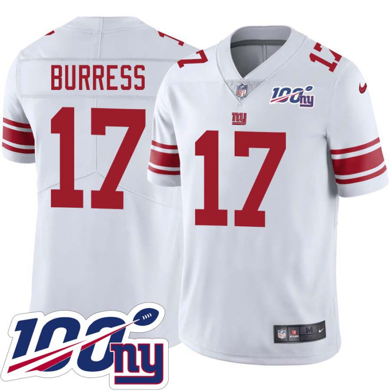 Giants #17 Plaxico Burress 2024 100 Year White Jersey