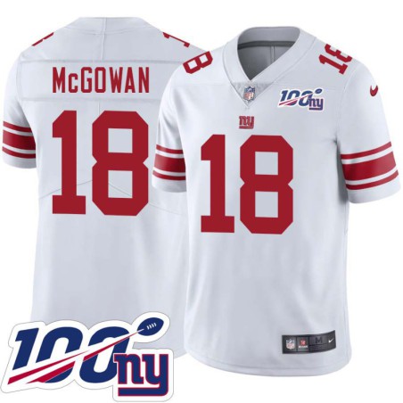 Giants #18 Reggie McGowan 2024 100 Year White Jersey