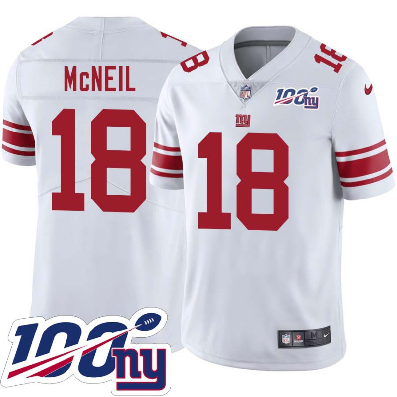 Giants #18 Clifton McNeil 2024 100 Year White Jersey