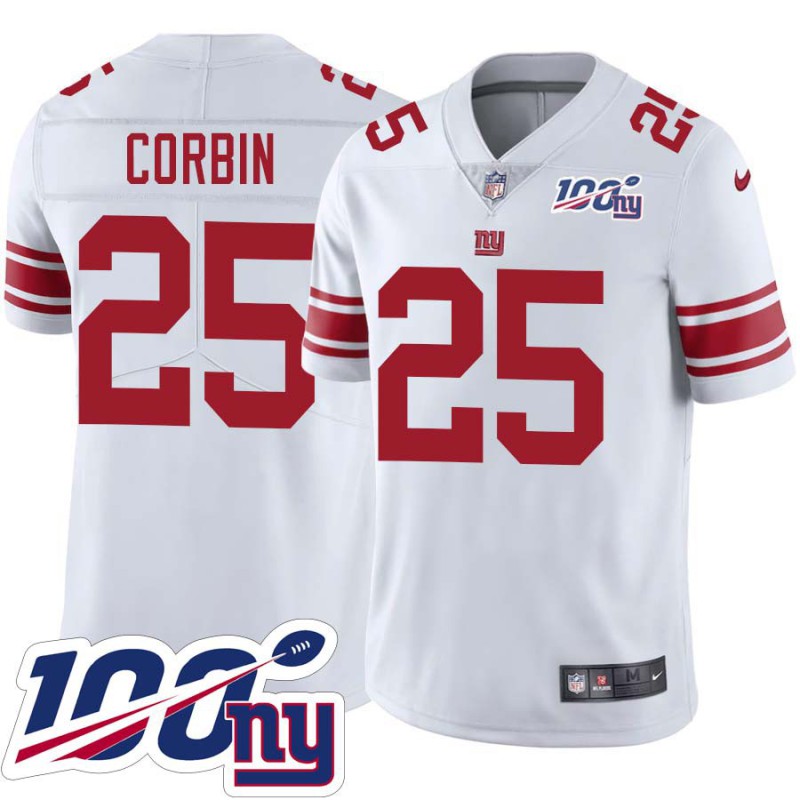 Giants #25 Jashaun Corbin 2024 100 Year White Jersey