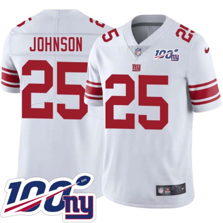 Giants #25 Bruce Johnson 2024 100 Year White Jersey