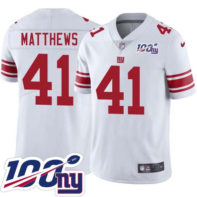 Giants #41 Bo Matthews 2024 100 Year White Jersey