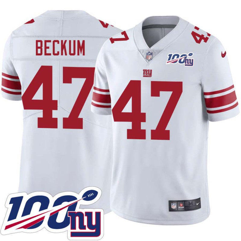 Giants #47 Travis Beckum 2024 100 Year White Jersey