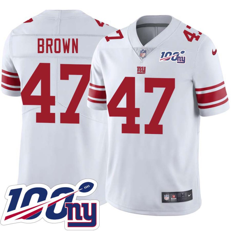 Giants #47 Cam Brown 2024 100 Year White Jersey