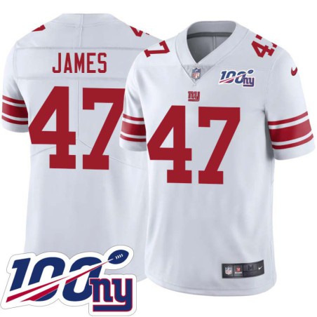 Giants #47 Dick James 2024 100 Year White Jersey