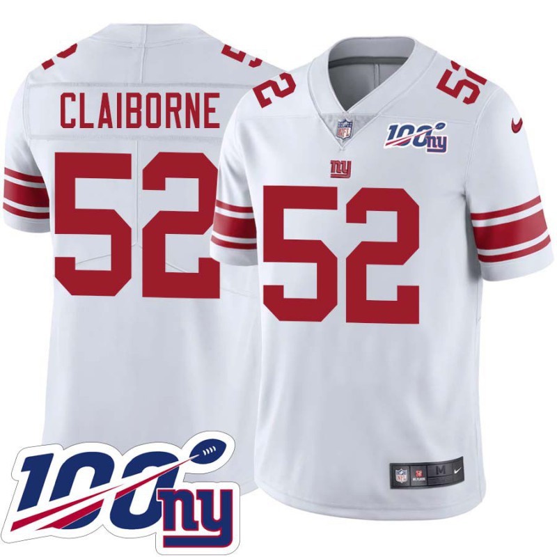 Giants #52 Chris Claiborne 2024 100 Year White Jersey