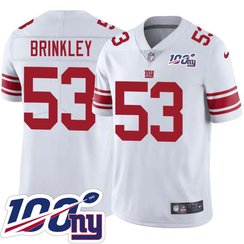 Giants #53 Jasper Brinkley 2024 100 Year White Jersey